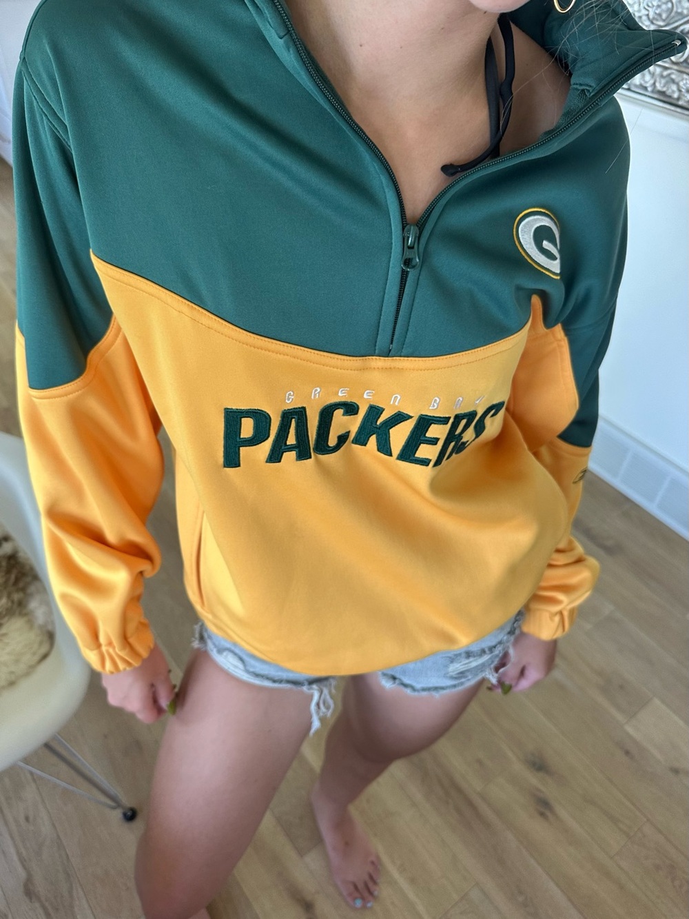 Vintage Green Bay Packers Half-Zip Pullover - Youth Boys XL or Women’s Small - Picture 9 of 9